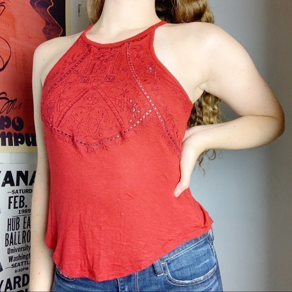 Full Tilt Red Cut Out Tank Top
